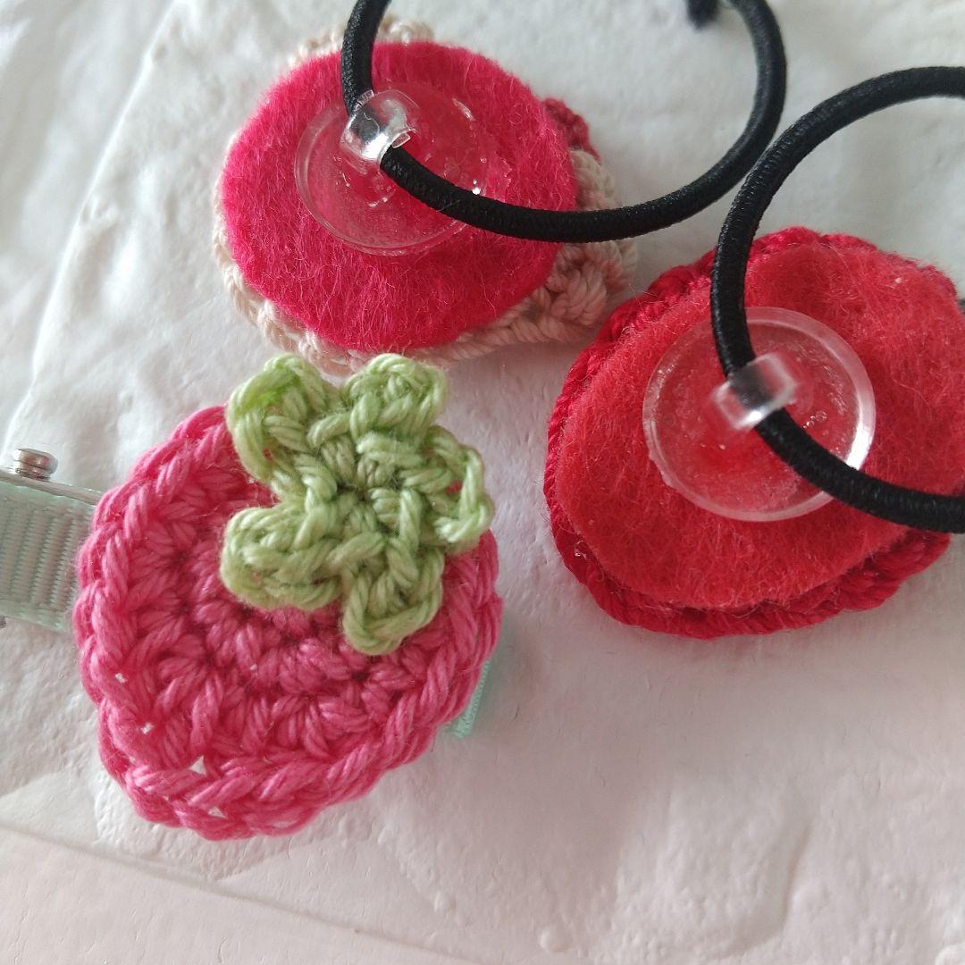 ベビー  ヘアゴム&ヘアクリップセット くまちゃん いちご a-04