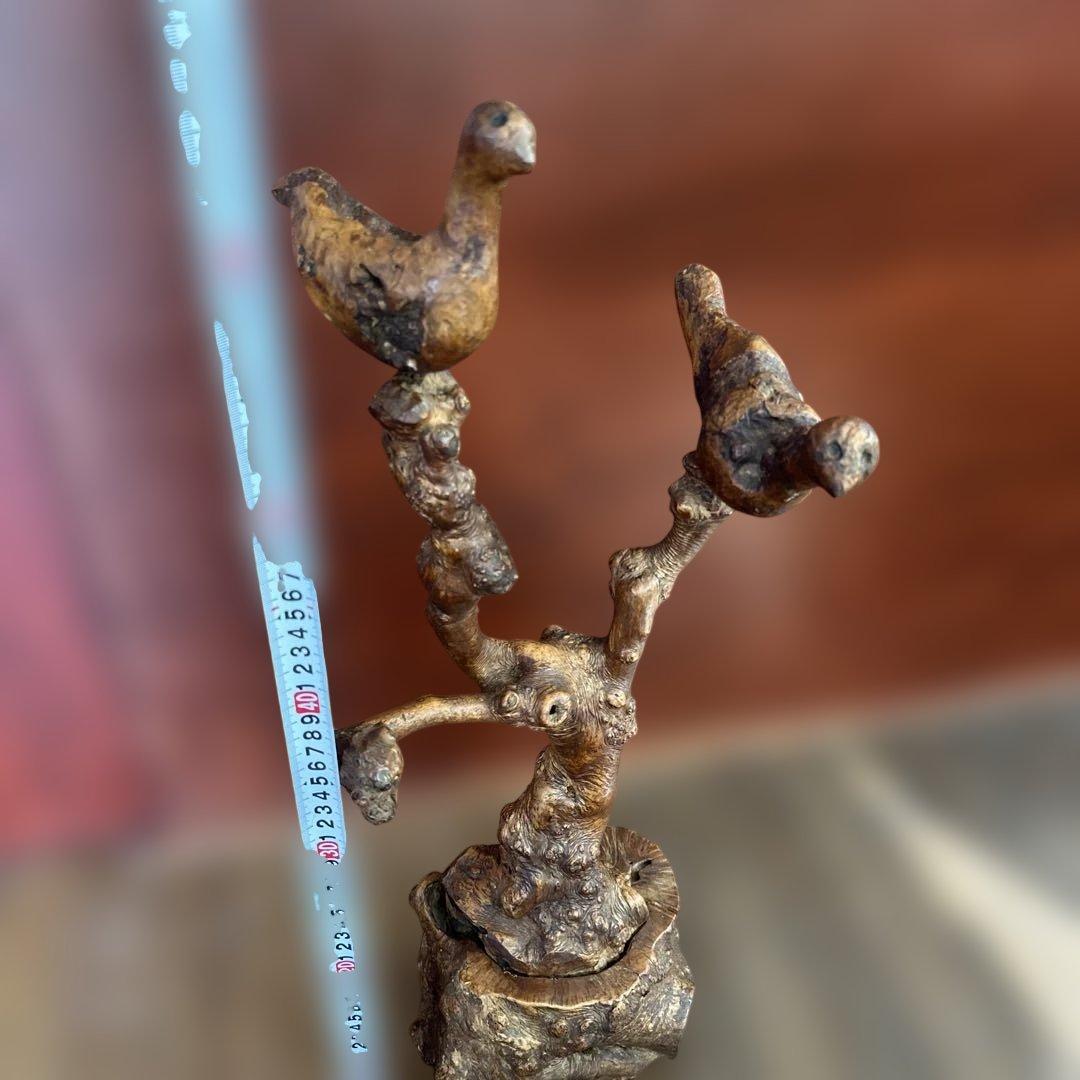 古董 古美術 インテリア　置物 木製 鳥の彫刻