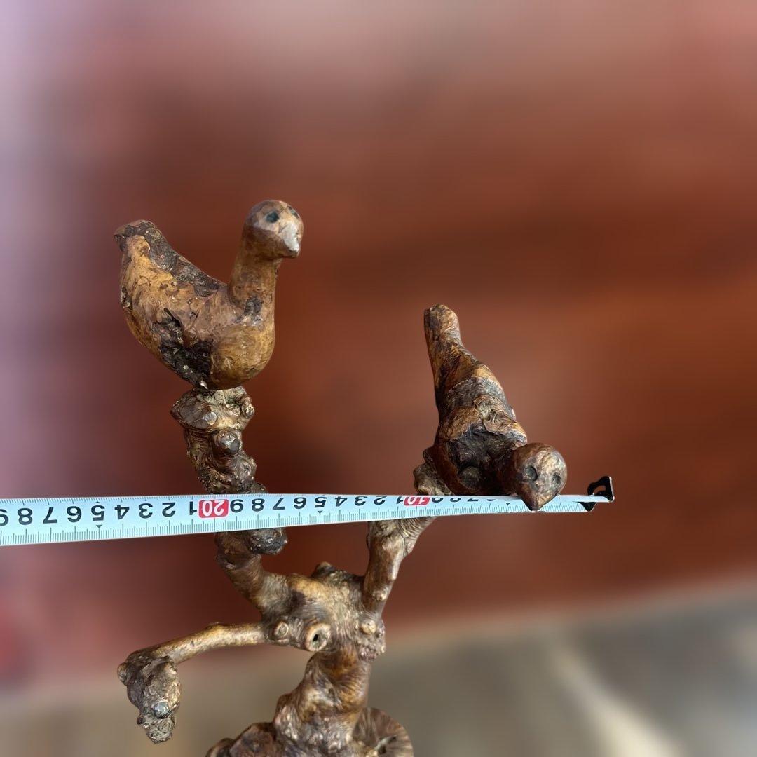 古董 古美術 インテリア　置物 木製 鳥の彫刻