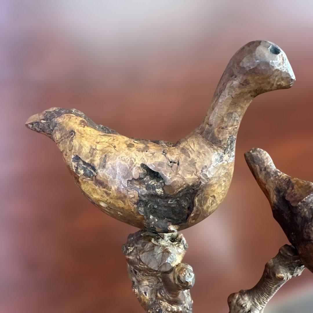 古董 古美術 インテリア　置物 木製 鳥の彫刻