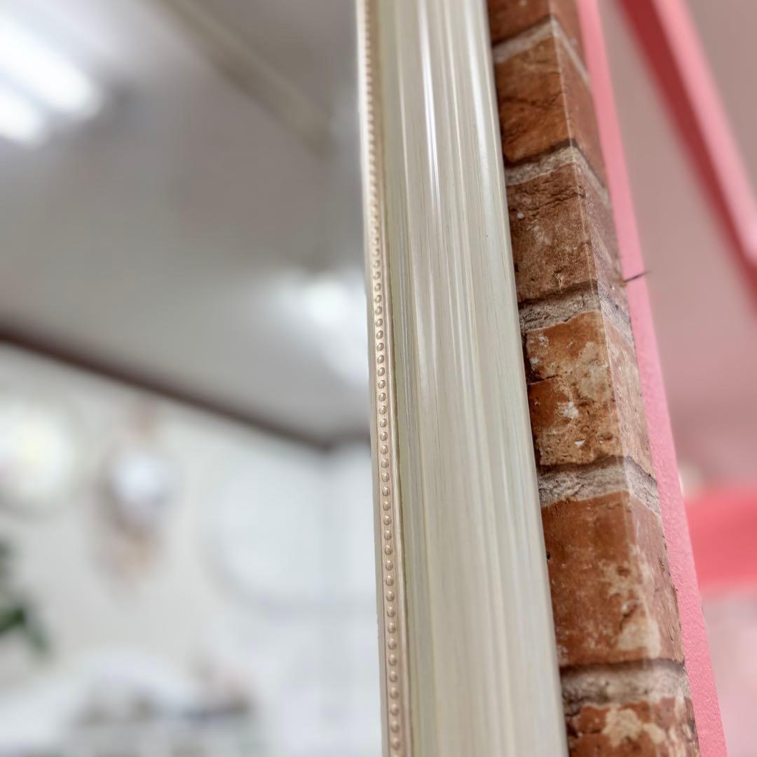 ホワイト 木製 壁掛けミラー 姿ミラー