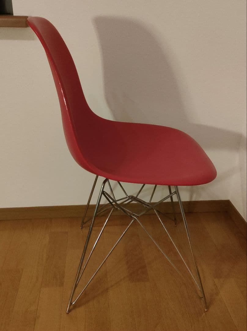 ミーティングチェア肘無 レッド おしゃれ カフェ風