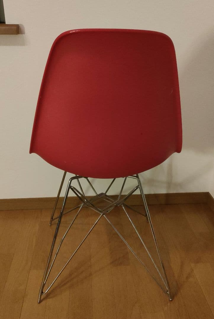 ミーティングチェア肘無 レッド おしゃれ カフェ風