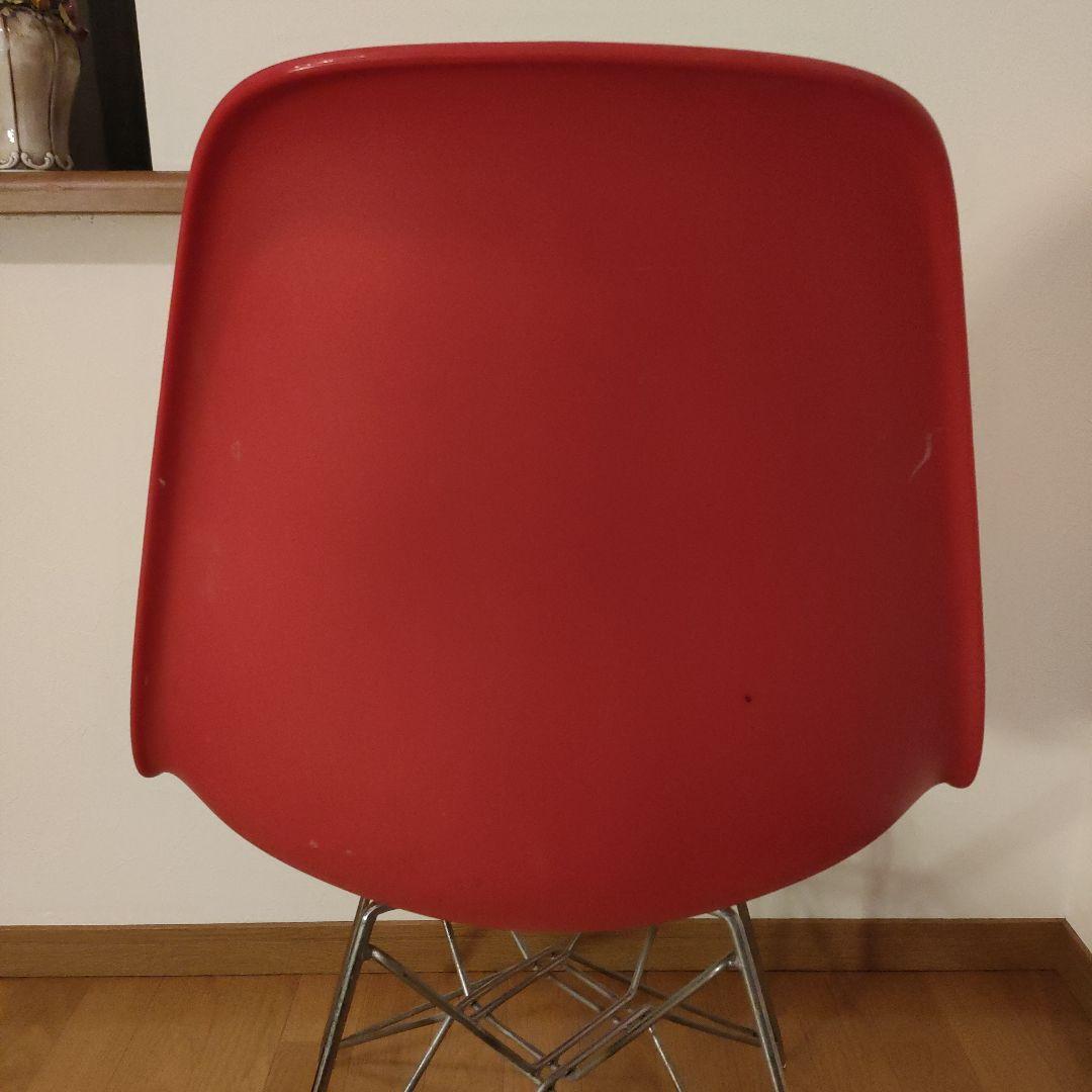 ミーティングチェア肘無 レッド おしゃれ カフェ風
