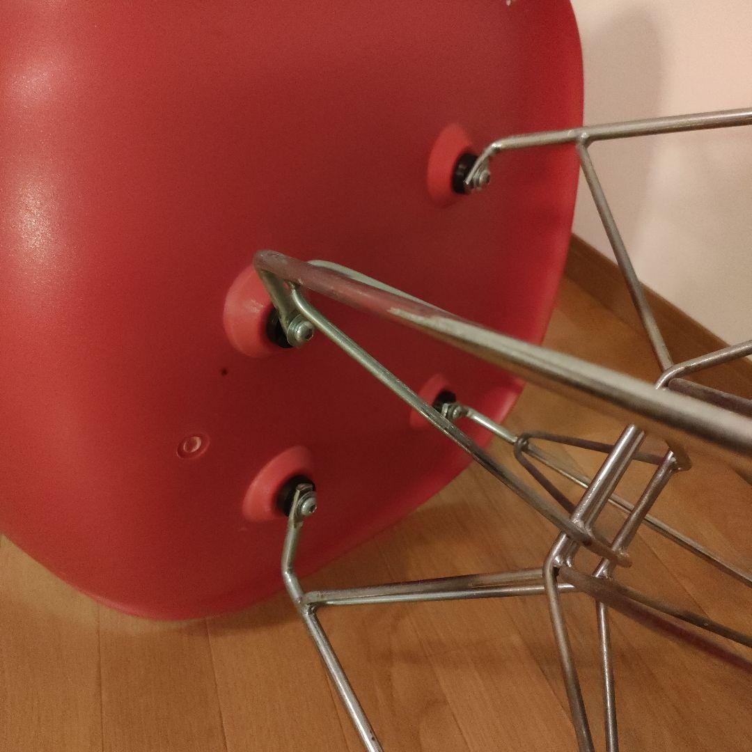 ミーティングチェア肘無 レッド おしゃれ カフェ風