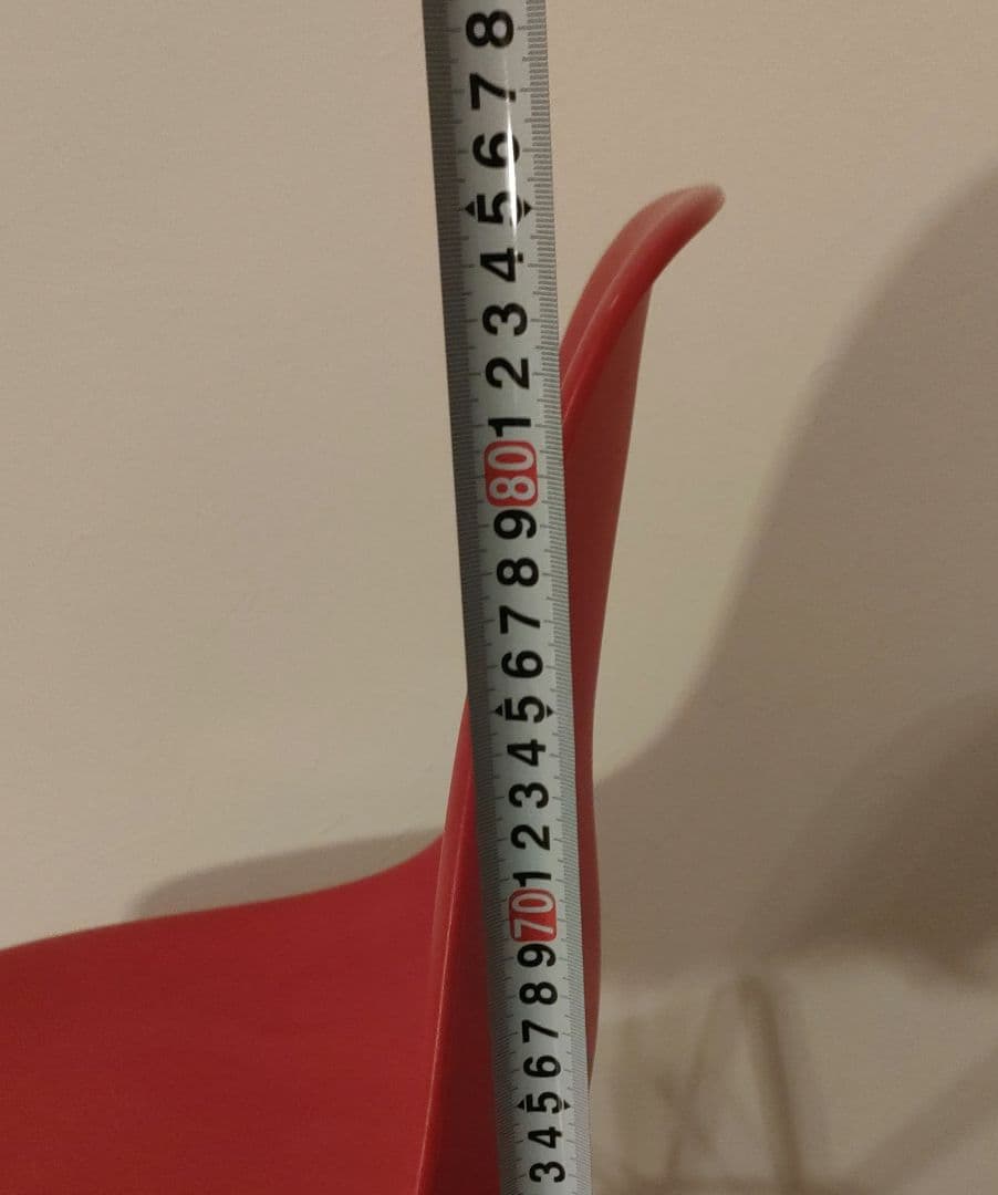 ミーティングチェア肘無 レッド おしゃれ カフェ風