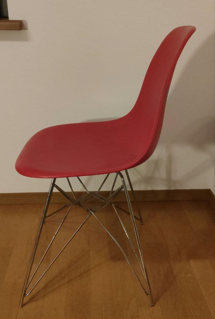 ミーティングチェア肘無 レッド おしゃれ カフェ風