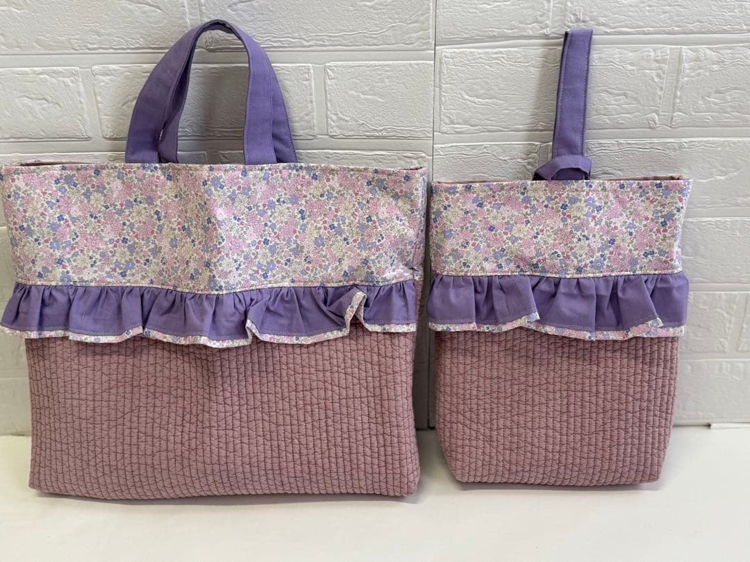 3点set ヌピ　花柄　レッスンパック　上履き袋　体操服袋　入園　入学　花柄