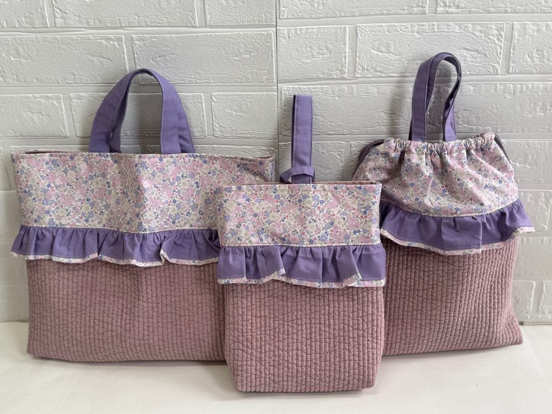 3点set ヌピ　花柄　レッスンパック　上履き袋　体操服袋　入園　入学　花柄