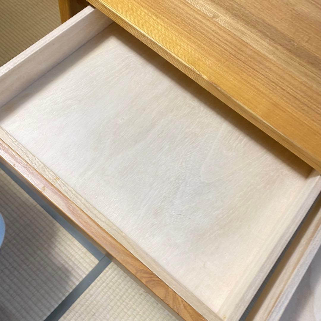 廃盤品　無印良品　タモ材デスク　事務机　学習机　木製机　引き出し付
