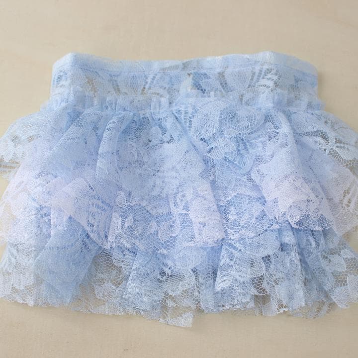 骨壷 覆い袋セット 7寸 ブルーフリル （ティアードレース）