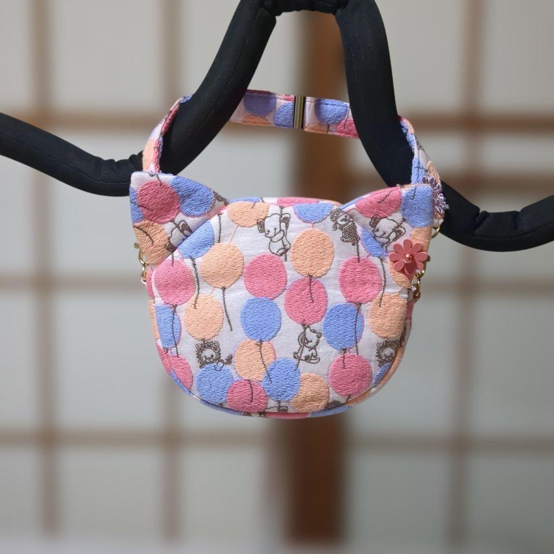 専用…ユキエモン刺繍バルーンランド…ピンク系 コロンと猫ポーチ