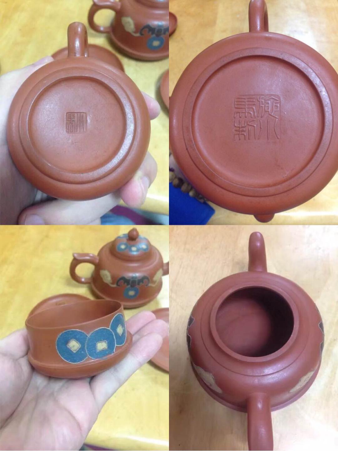 紫砂 急須 中国茶器 骨董 銀象嵌