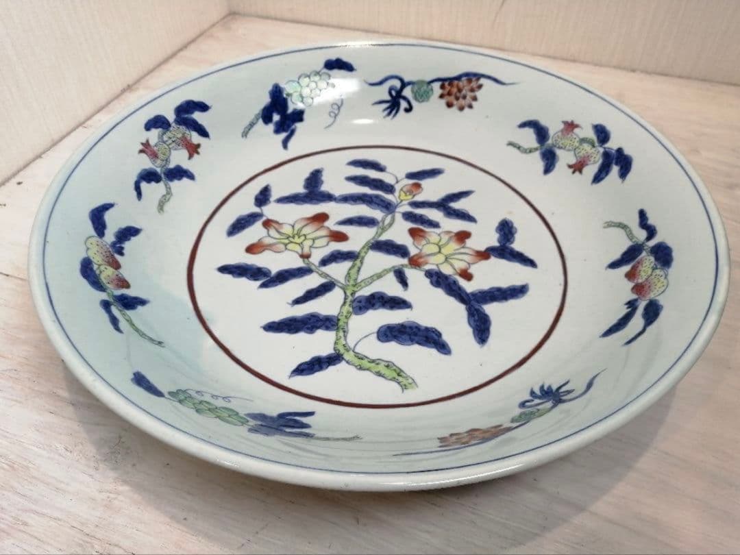 ◇ 中国美術 大明宣徳年製 染付大皿 特大皿 中国 皿