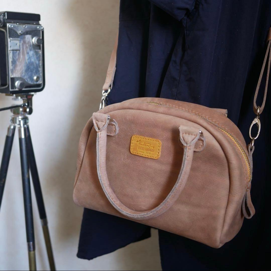 ミニボストンバッグ ショルダー ハンドバッグ ヴィンテージ風 本革