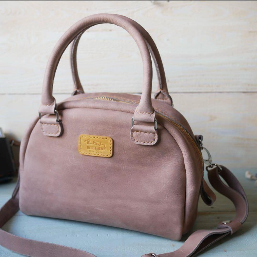 ミニボストンバッグ ショルダー ハンドバッグ ヴィンテージ風 本革