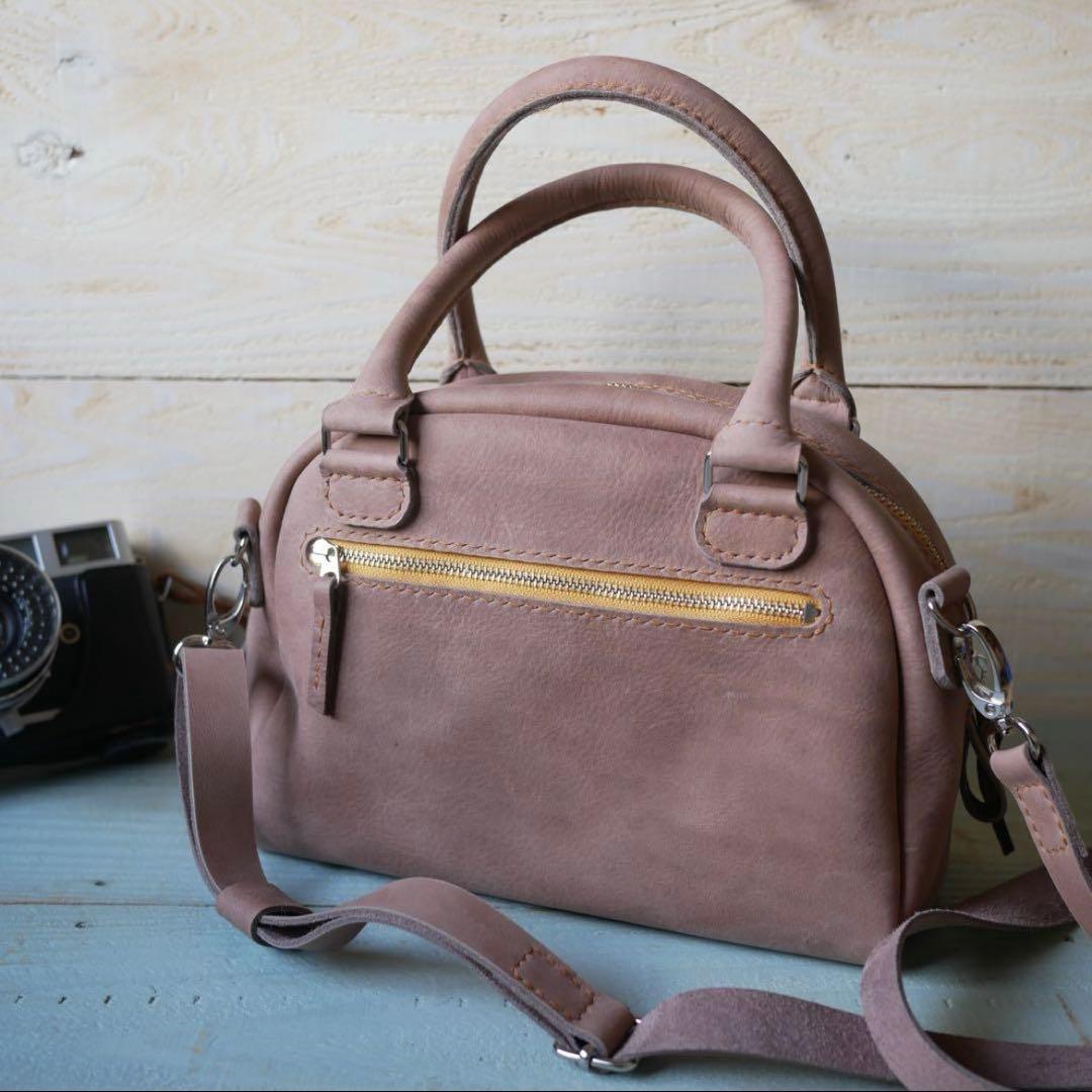 ミニボストンバッグ ショルダー ハンドバッグ ヴィンテージ風 本革