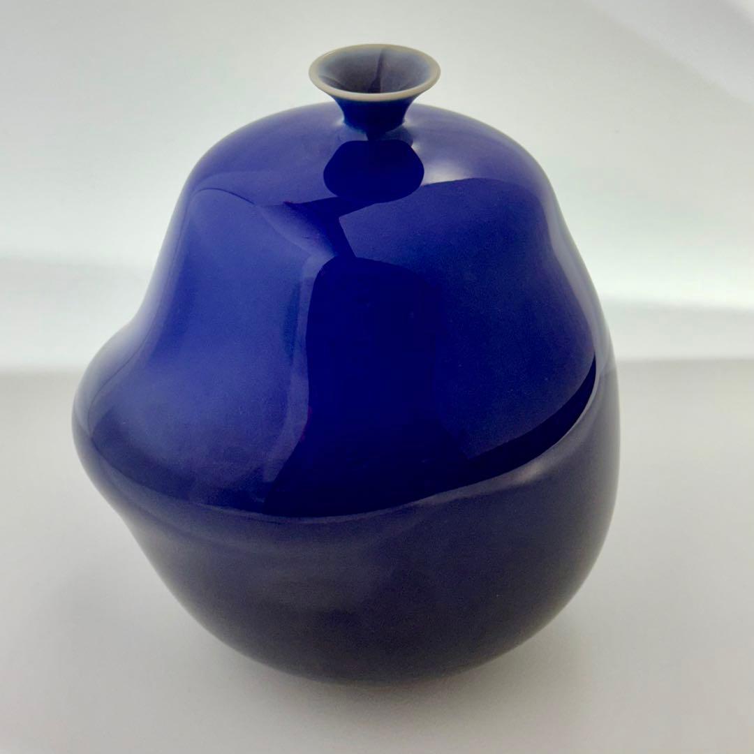 人間国宝 徳田八十吉 深厚耀彩 ひねり壺 金銘 共箱 共布 栞付