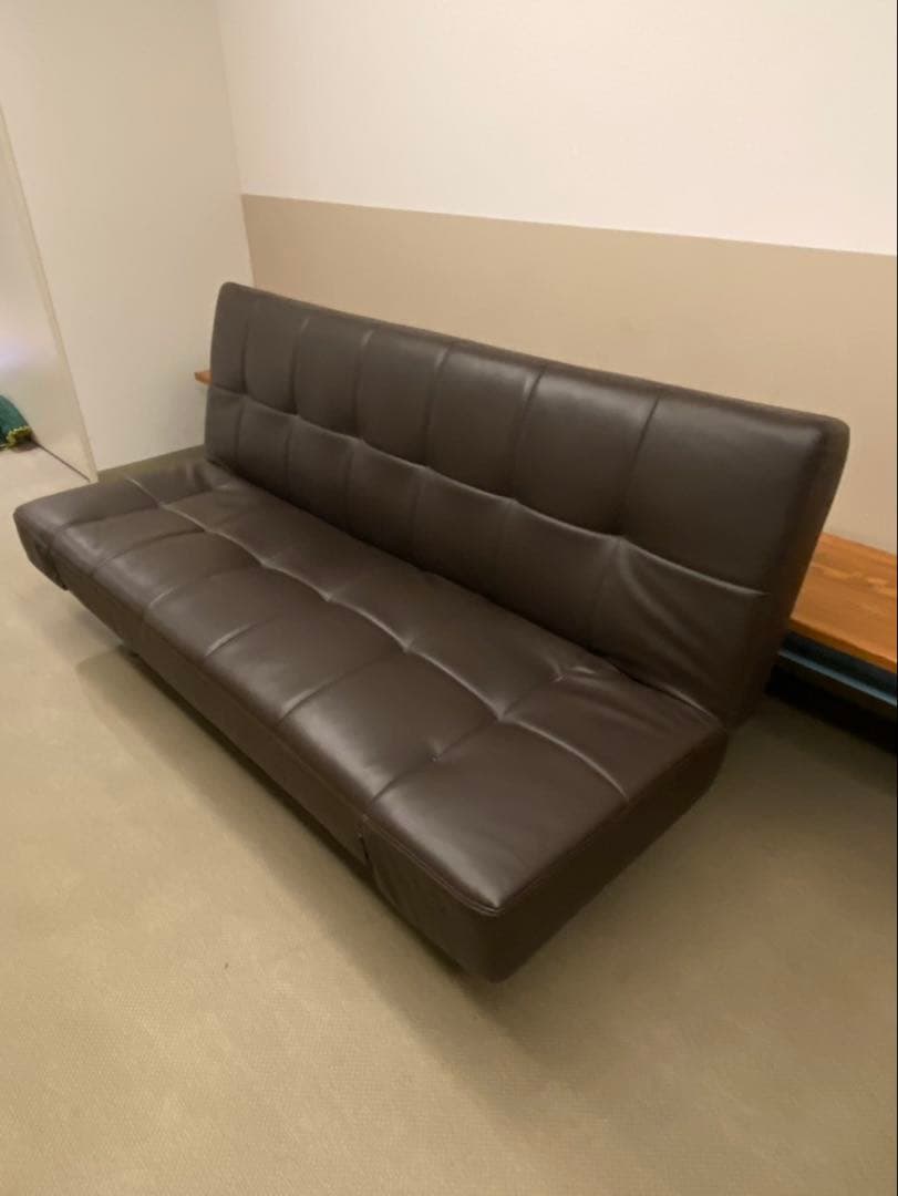 アイリスオーヤマ　合皮ソファベッド　2人がけ　レザーソファ