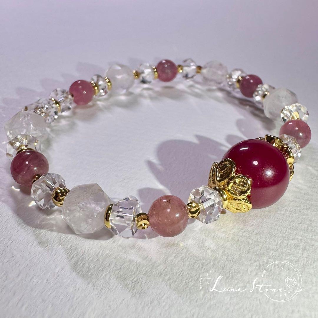 【ルビー×トルマリン】心を満たし魅力を咲かせる 天然石 ブレスレット