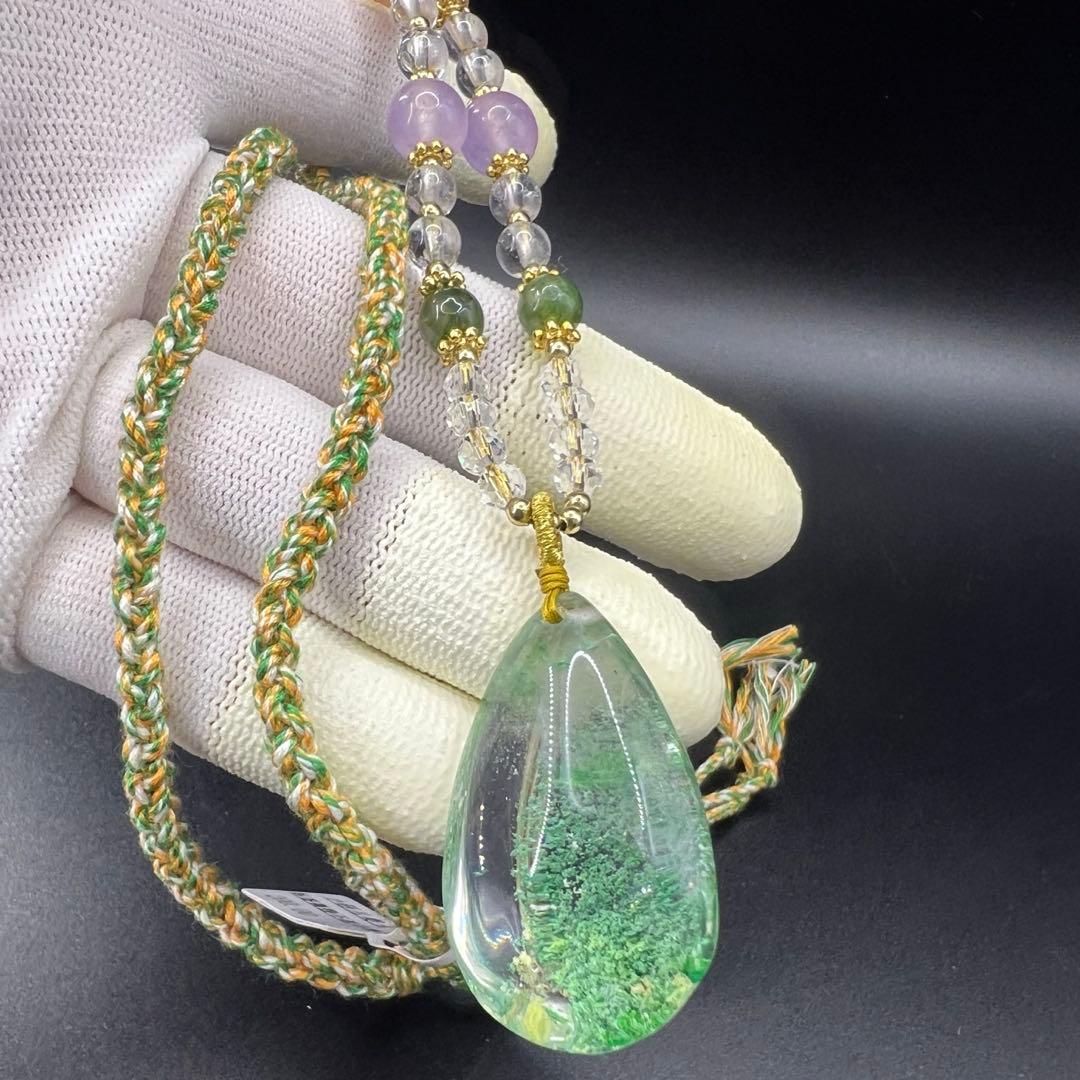 天然グリーンガーデンファントムクォーツのペンダント&ネックレス★ D10173