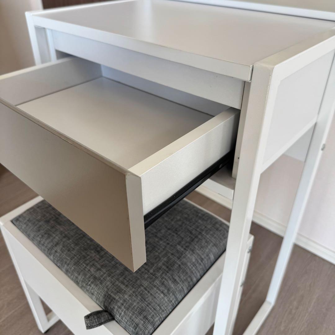 【引取限定】ドレッサー コンパクト 化粧台 鏡台 ミラー ホワイト/グレー