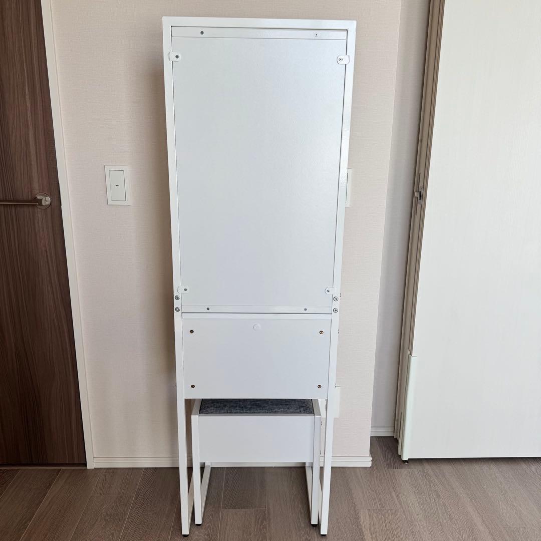 【引取限定】ドレッサー コンパクト 化粧台 鏡台 ミラー ホワイト/グレー