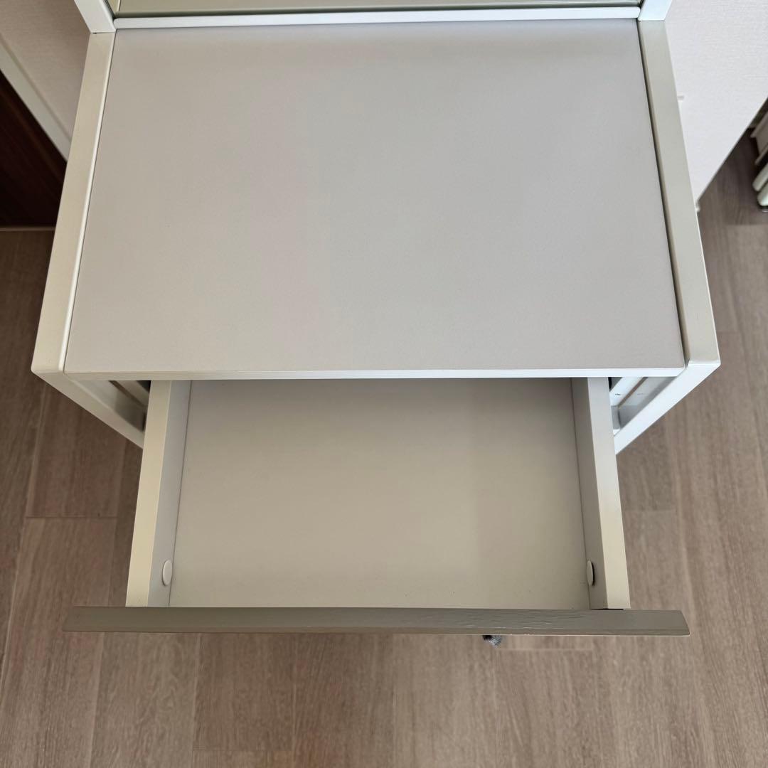 【引取限定】ドレッサー コンパクト 化粧台 鏡台 ミラー ホワイト/グレー