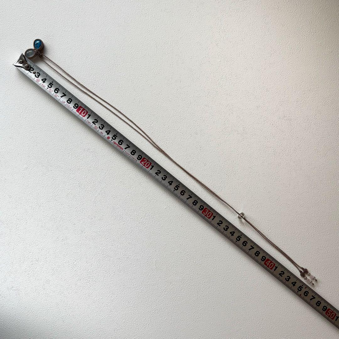 マクラメアクセサリー＊アクアマリン×アパタイト／天然石ネックレス／ベージュ