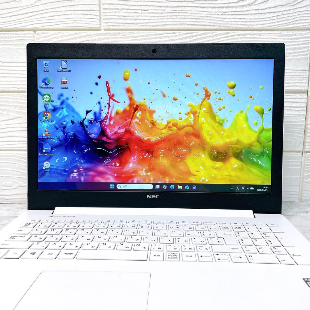人気ホワイト✨カメラ付✨ノートパソコン✨Windows11 オフィス テンキー