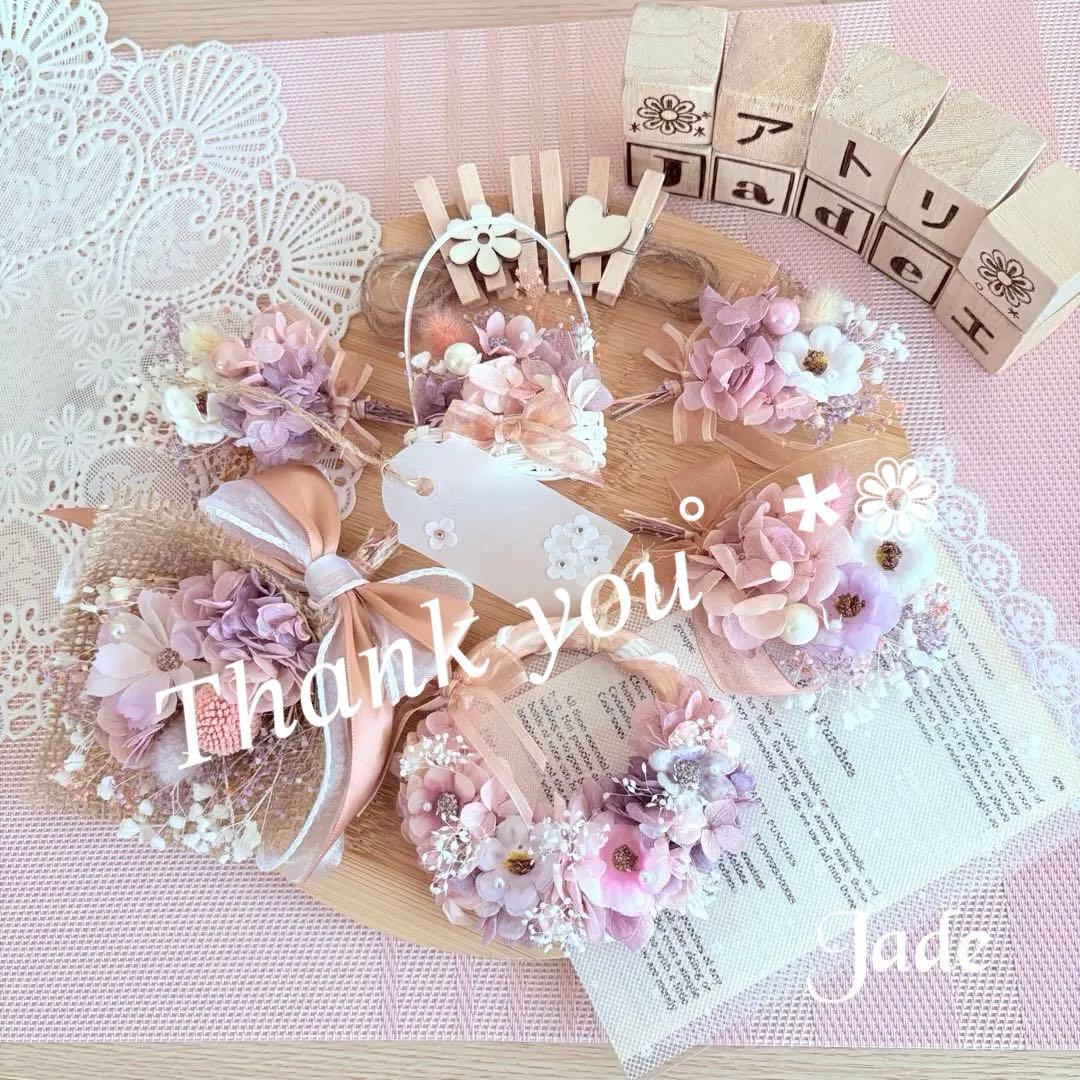 No３ ちょっぴり大人のモーヴピンク♡フラワーガーランド