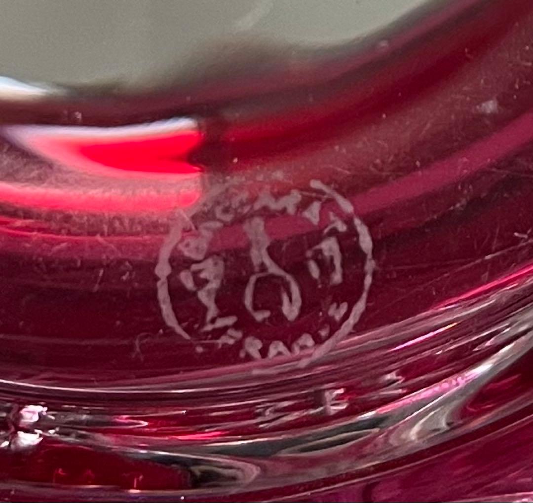 Baccarat バカラ/※刻印有 紅色被せ装飾　蓋物 大型　極稀少