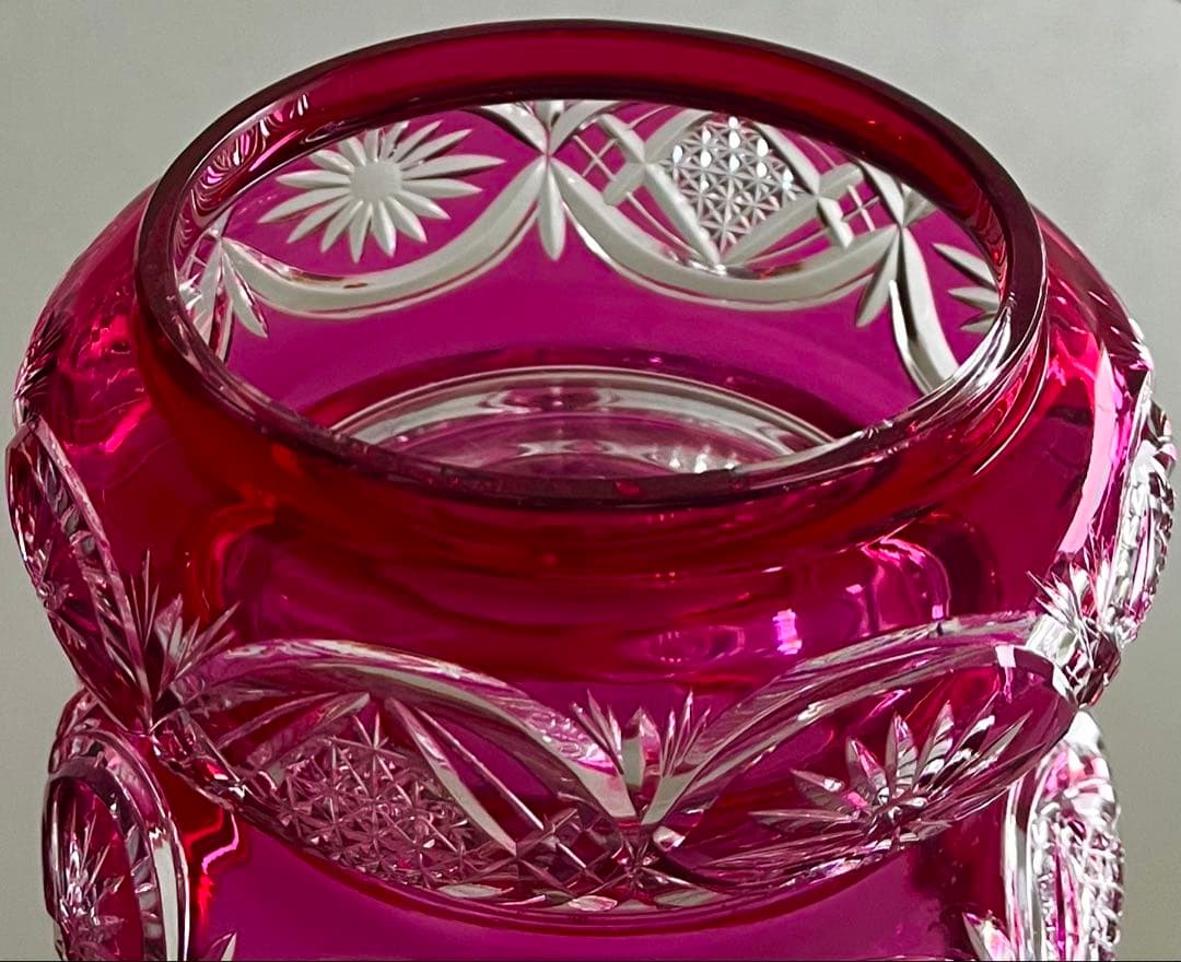 Baccarat バカラ/※刻印有 紅色被せ装飾　蓋物 大型　極稀少