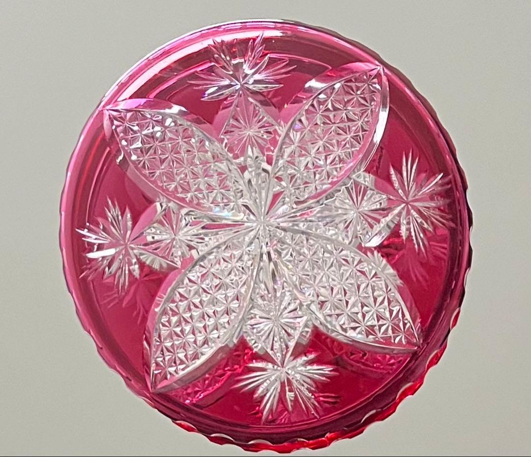 Baccarat バカラ/※刻印有 紅色被せ装飾　蓋物 大型　極稀少