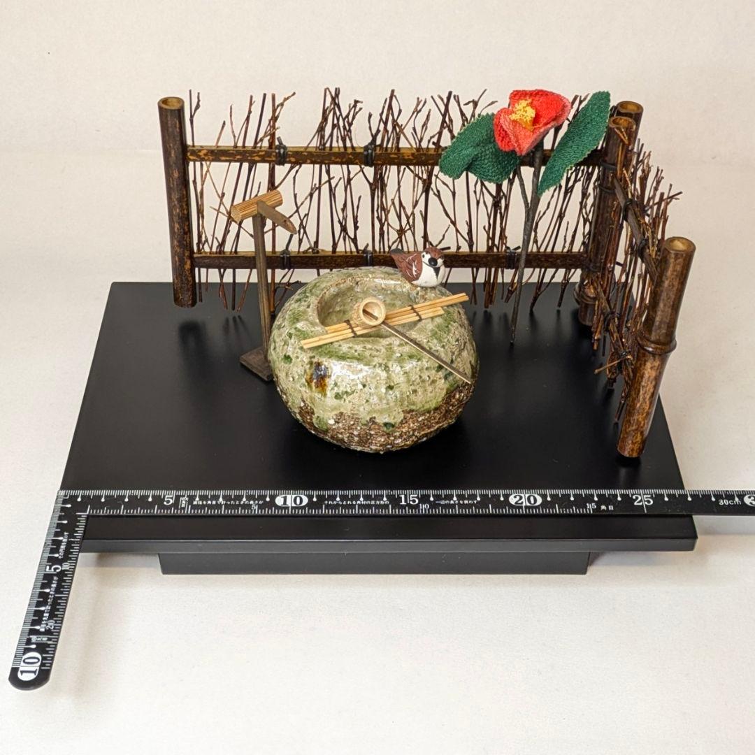 【フォロー割・新品】 つくばいに雀　ミニチュア　インテリア　蹲　スズメ　つくばい