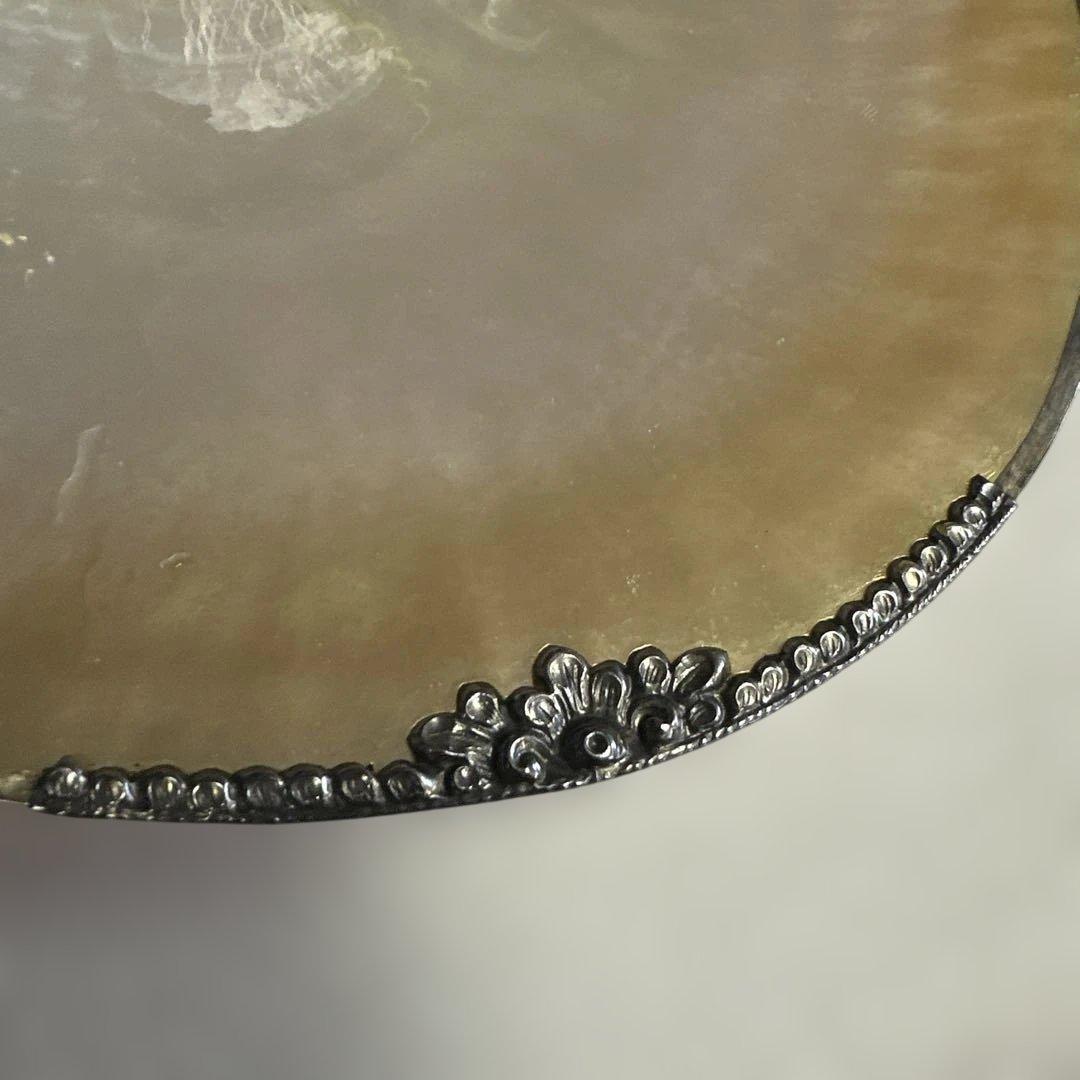 シルバー，銀，小物入り，真珠母貝の装飾皿