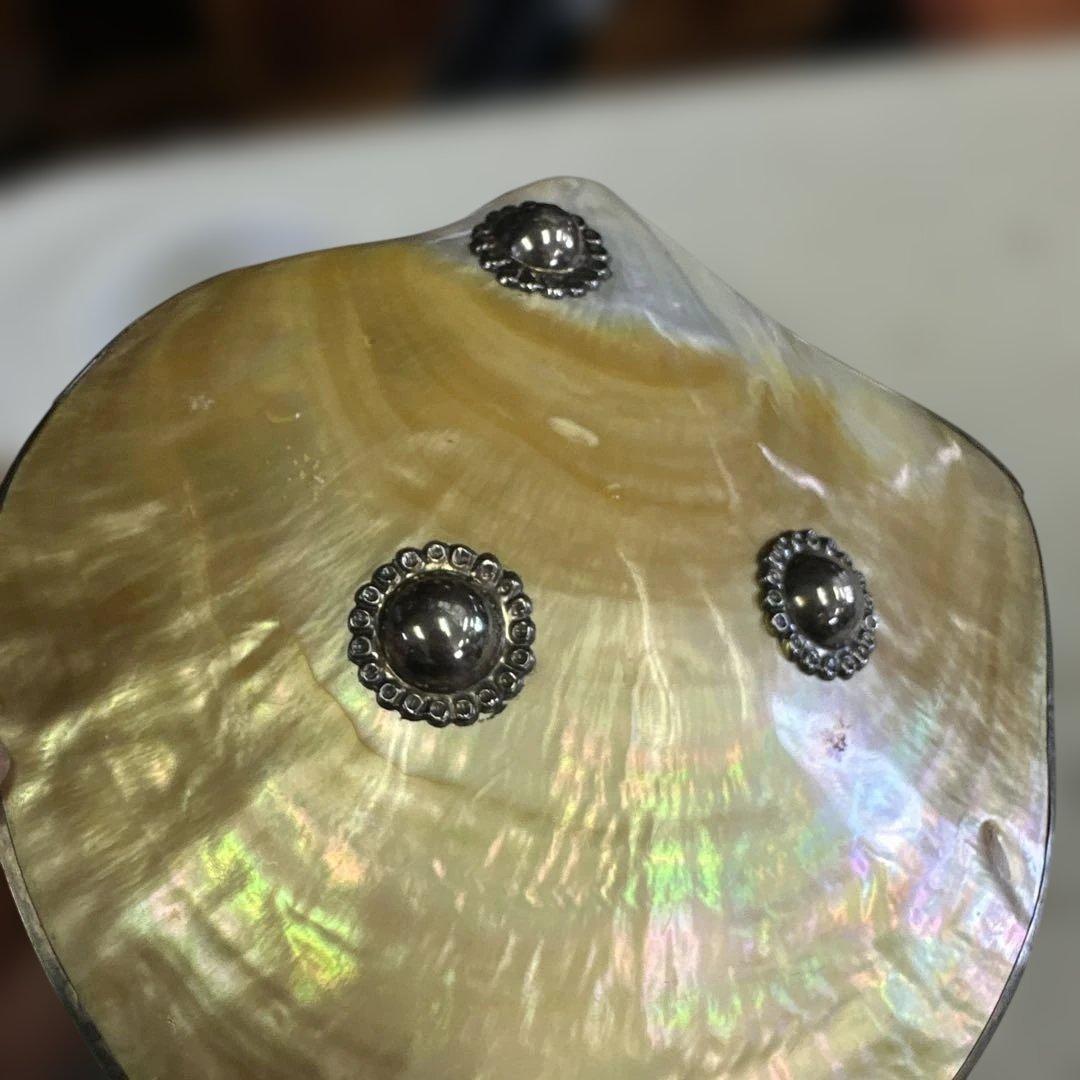 シルバー，銀，小物入り，真珠母貝の装飾皿