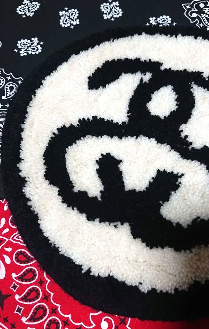 レアカラー STUSSY×Gallery1950 円形 ラグマット 黒×白