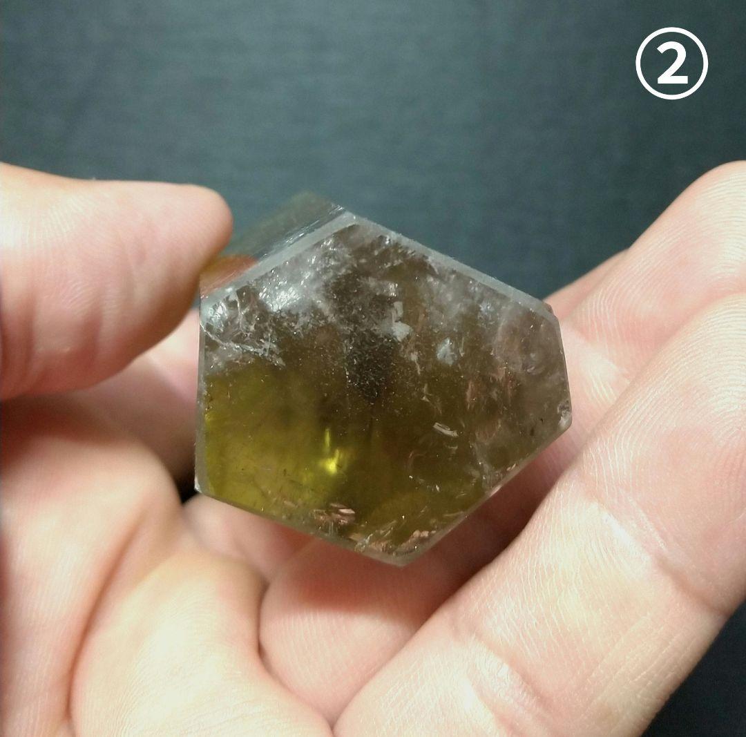 【美品,希少】レモンクォーツ《ポイント》２本セット　置物　虹　ゼウスクォーツ