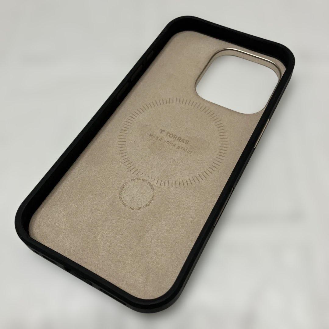 TORRAS iPhone 16 Pro用ケース 革 ゼンマイ式 パールグレー