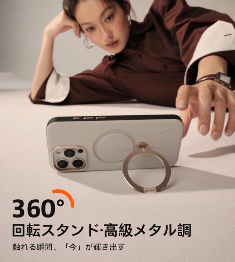 TORRAS iPhone 16 Pro用ケース 革 ゼンマイ式 パールグレー