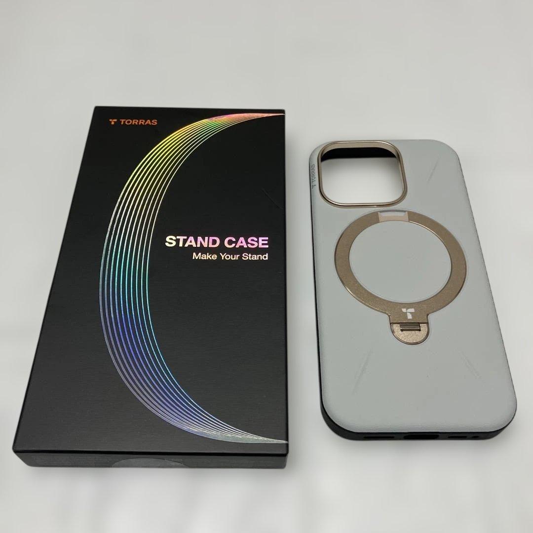 TORRAS iPhone 16 Pro用ケース 革 ゼンマイ式 パールグレー