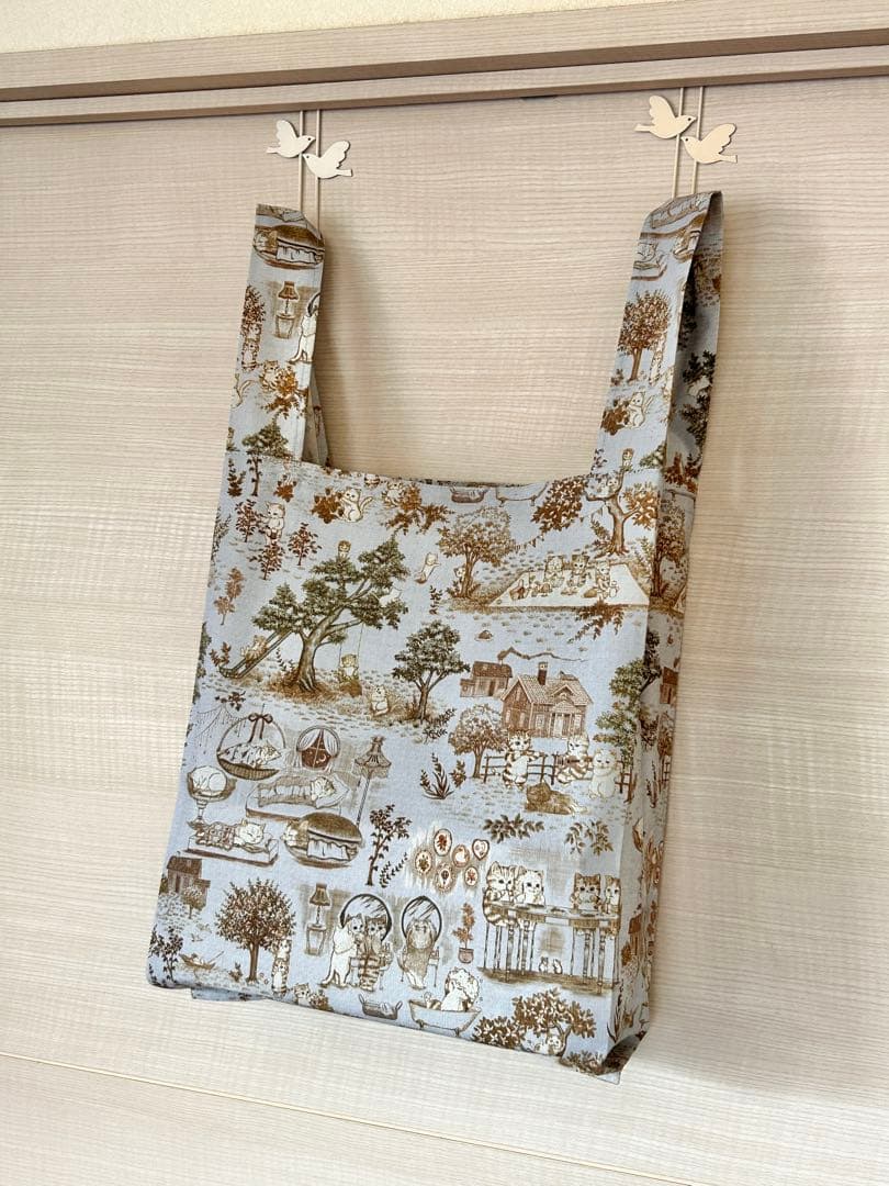 スピカ☆22fabric生地使用☆レジ袋型マイバッグ☆キャットガーデン