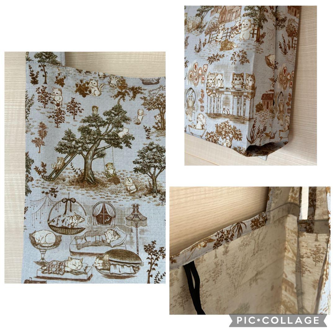 スピカ☆22fabric生地使用☆レジ袋型マイバッグ☆キャットガーデン