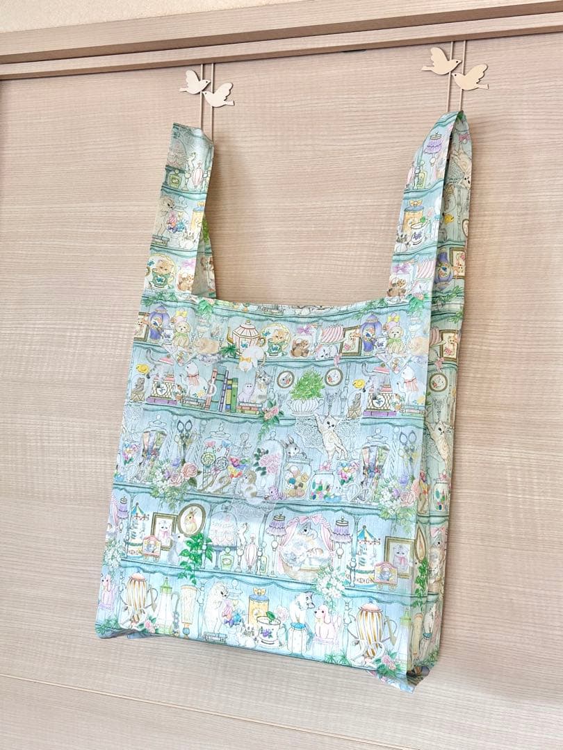 スピカ☆22fabric生地使用☆レジ袋型マイバッグ☆キャットガーデン