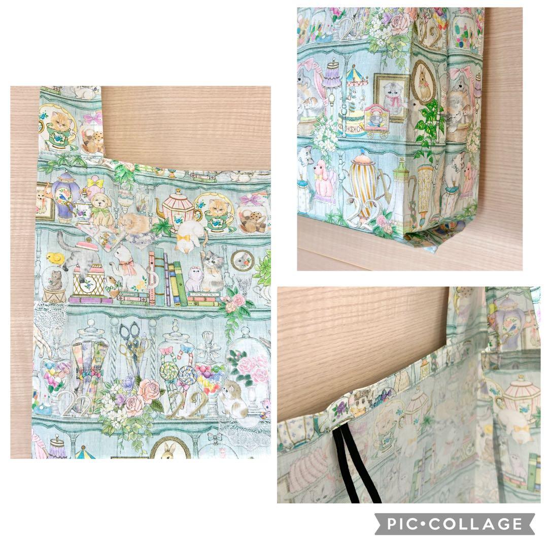 スピカ☆22fabric生地使用☆レジ袋型マイバッグ☆キャットガーデン