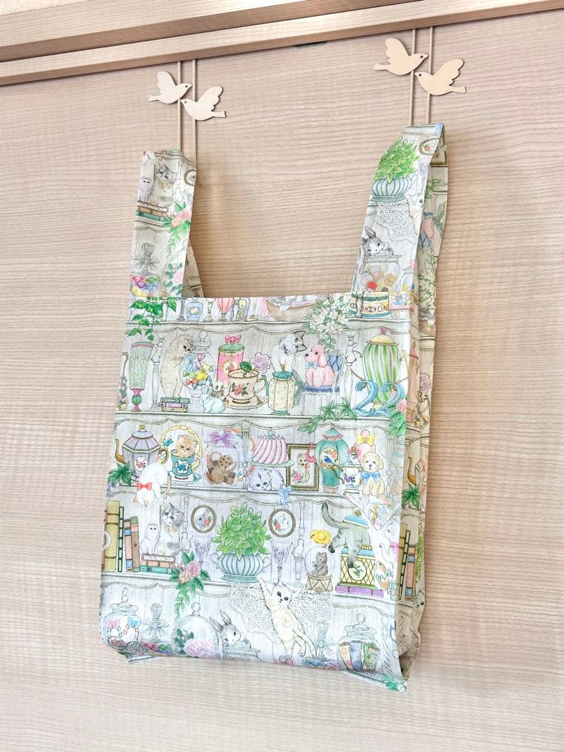 スピカ☆22fabric生地使用☆レジ袋型マイバッグ☆キャットガーデン