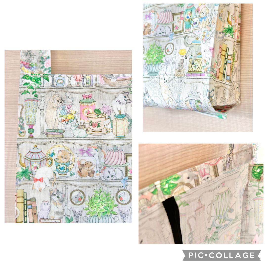 スピカ☆22fabric生地使用☆レジ袋型マイバッグ☆キャットガーデン