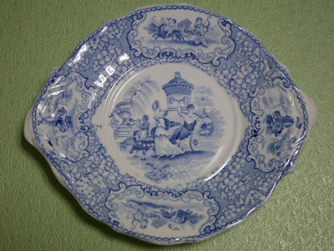 イギリスアンティーク ブルー＆ホワイト １９世紀半ば 約１９センチプレート