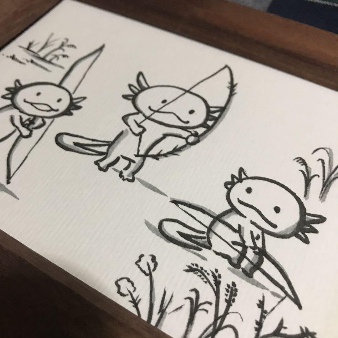 ウーパールーパー 鳥獣戯画 イラストC